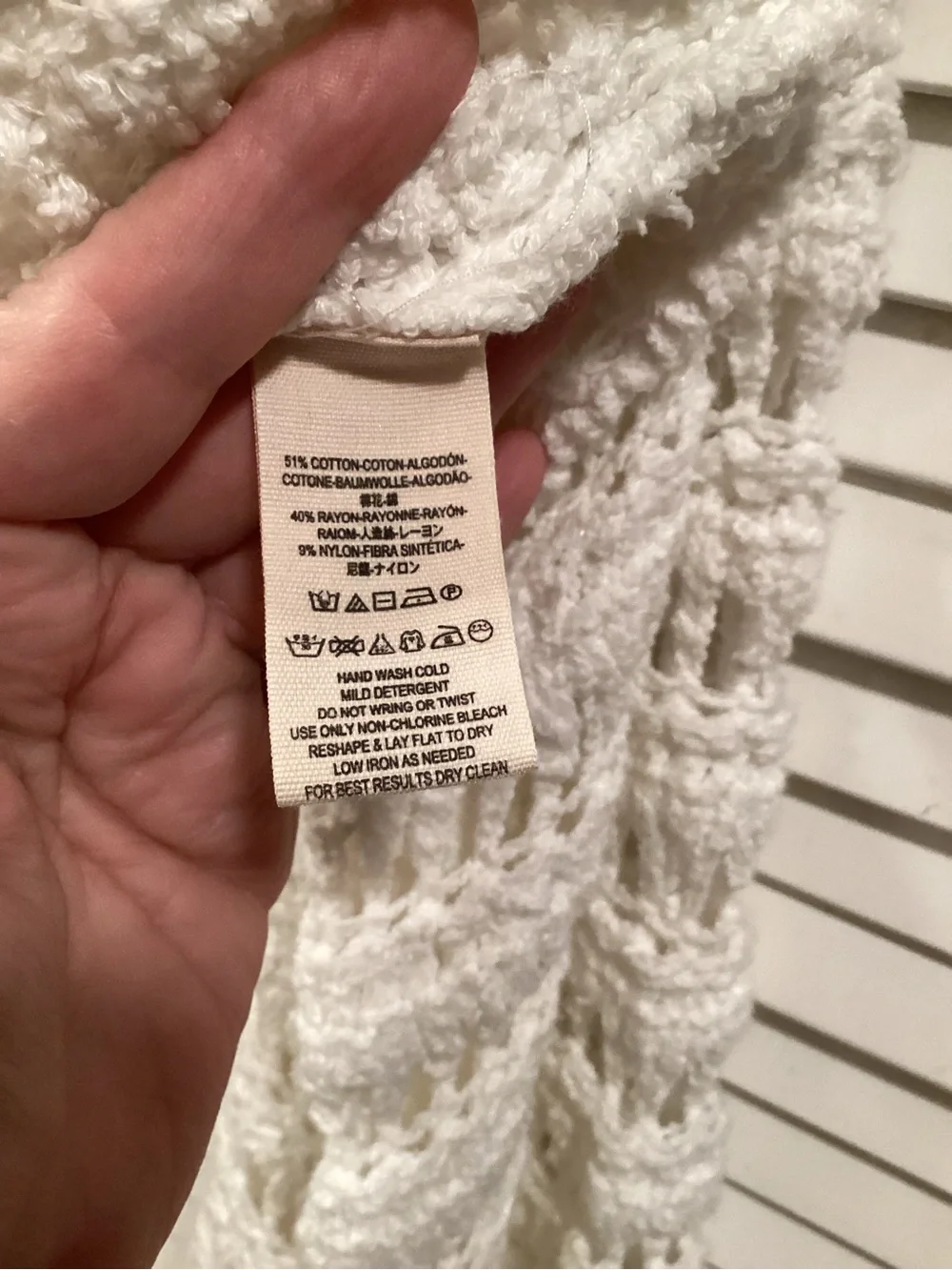 FREE PEOPLE Caught Up Bell Sleeve Crochet Knit Sweater White Med.